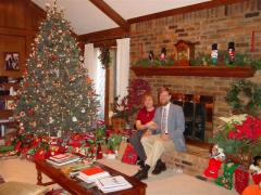 Christmas tree, Kathy, Scott, fireplace
